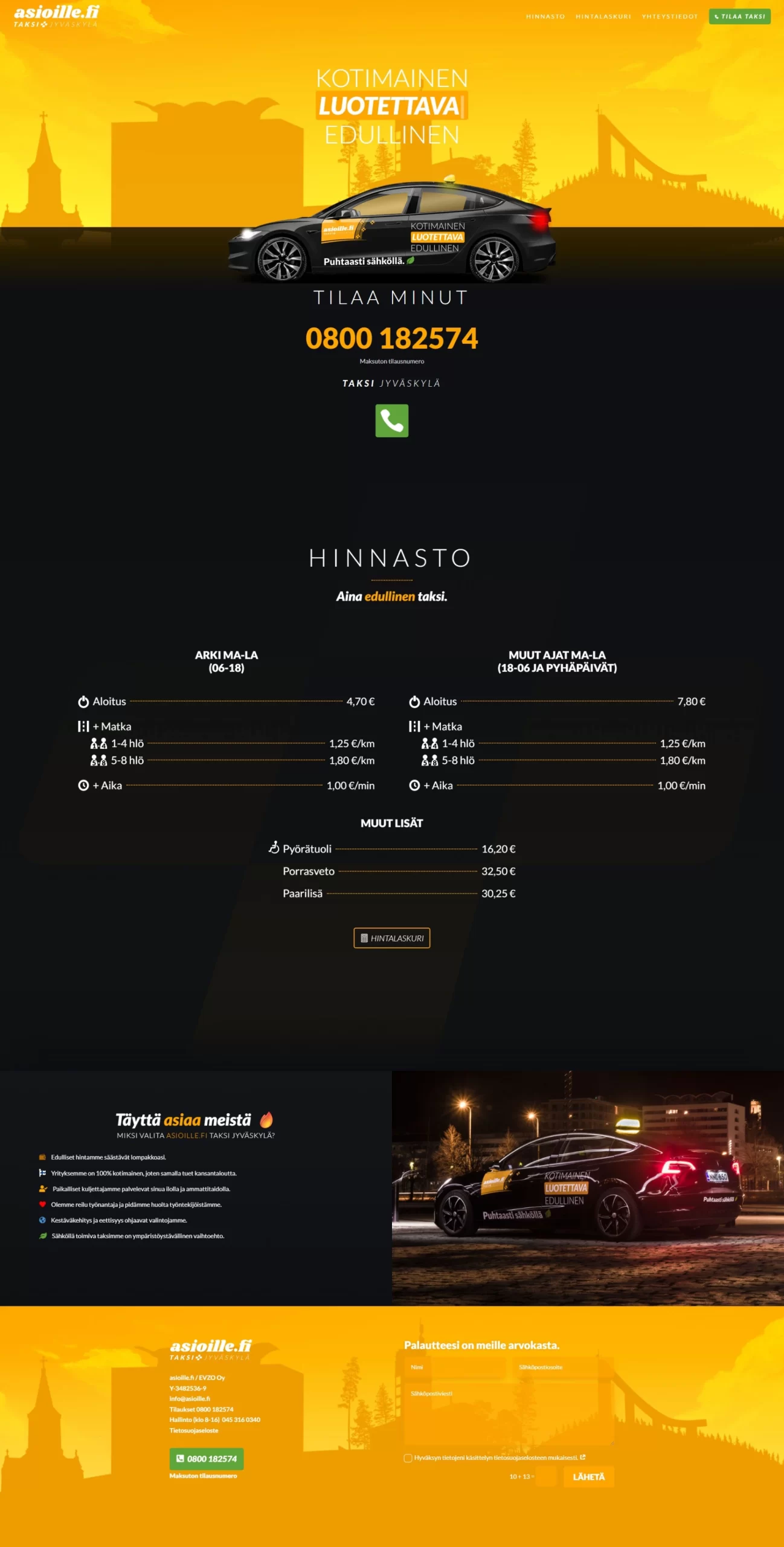 Taksiyrityksen kotisivut asioille.fi